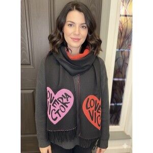 Victoria's Secret Soft Angel Collection Heart Scarf Acrylic Red Pink Black 80"